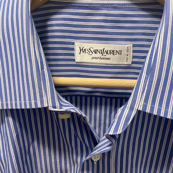 Yves Saint Laurent Blue and white striped dress shirt - Picture 6 of 11